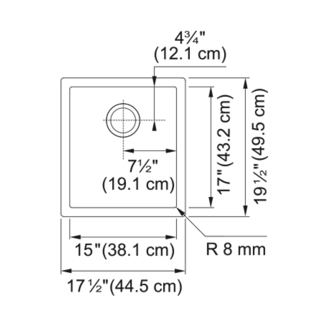 Franke PS2X110-15-CA Professional Series 2.0 Single Sink. 8 Mm Radius Inlcuded Accessories
