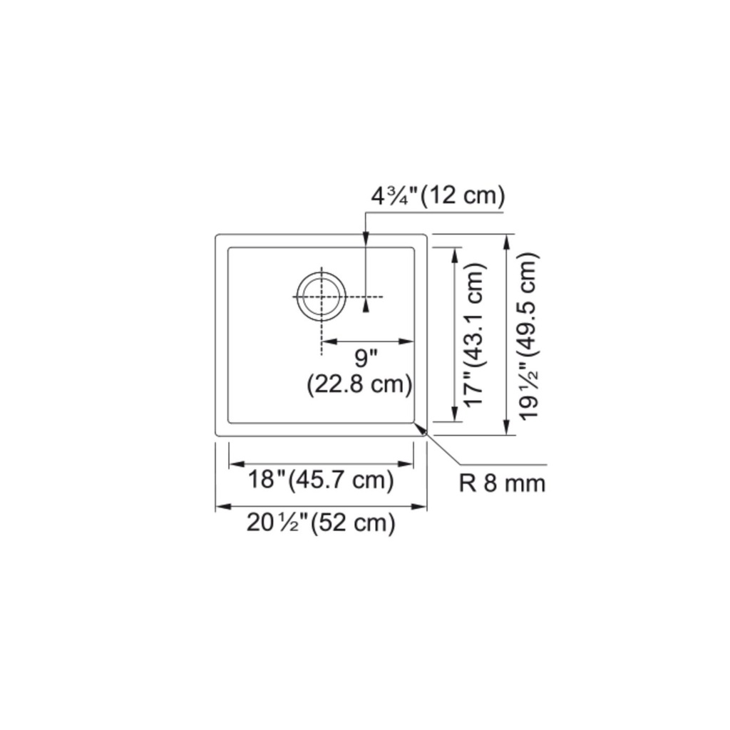 Franke PS2X110-18-CA Professional Series 2.0 Single Sink. 8 Mm Radius Inlcuded Accessories