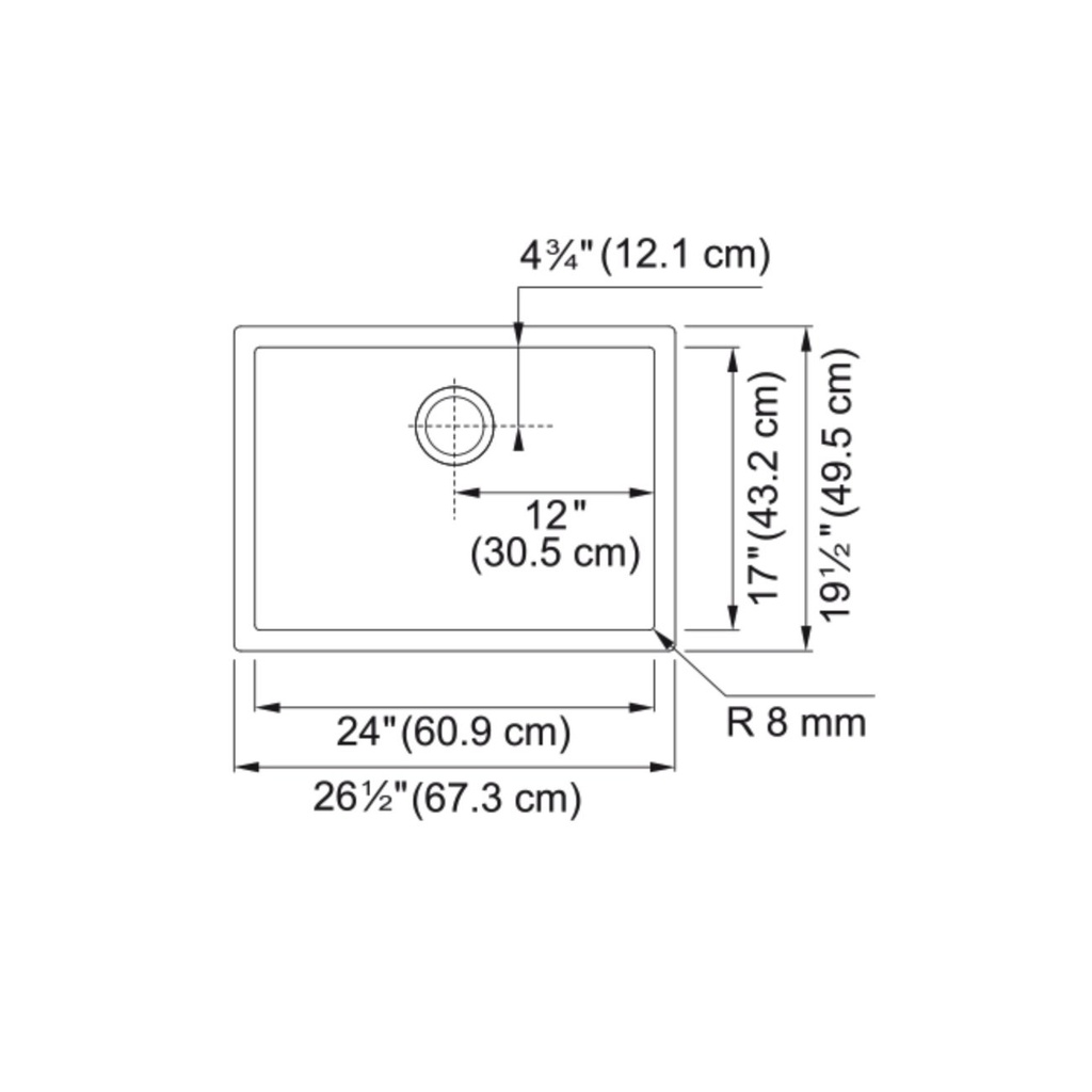 Franke PS2X110-24-CA Professional Series 2.0 Single Sink. 8 Mm Radius Inlcuded Accessories
