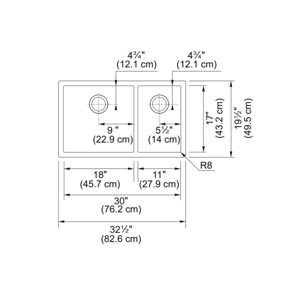Franke PS2X160-18-11-CA Professional Series 2.0 Combo Sink. 8 Mm Radius Inlcuded Accessories