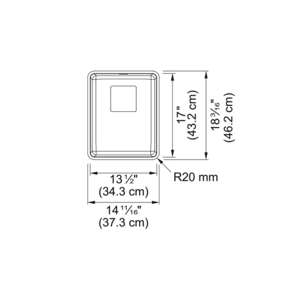 Franke PTX110-14-CA Pescara Sink 18 Ga 17X13 1/2 Single 20 Mm Corners
