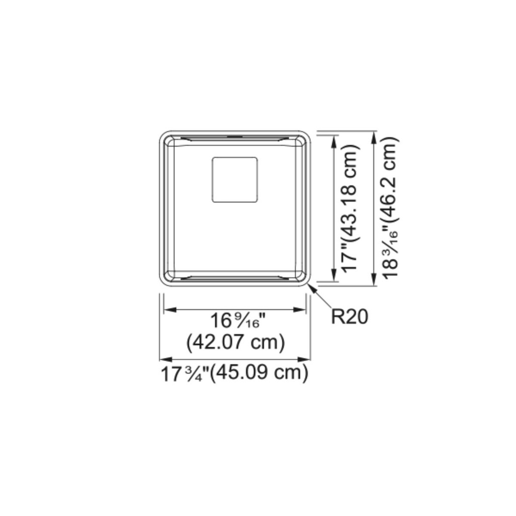 Franke PTX110-17-CA Pescara Sink 18 Ga 17X16 9/16 Single 20 Mm Corners