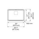 Franke PTX110-25-CA Pescara Sink 18 Ga 17X25 Single 20 Mm Corners