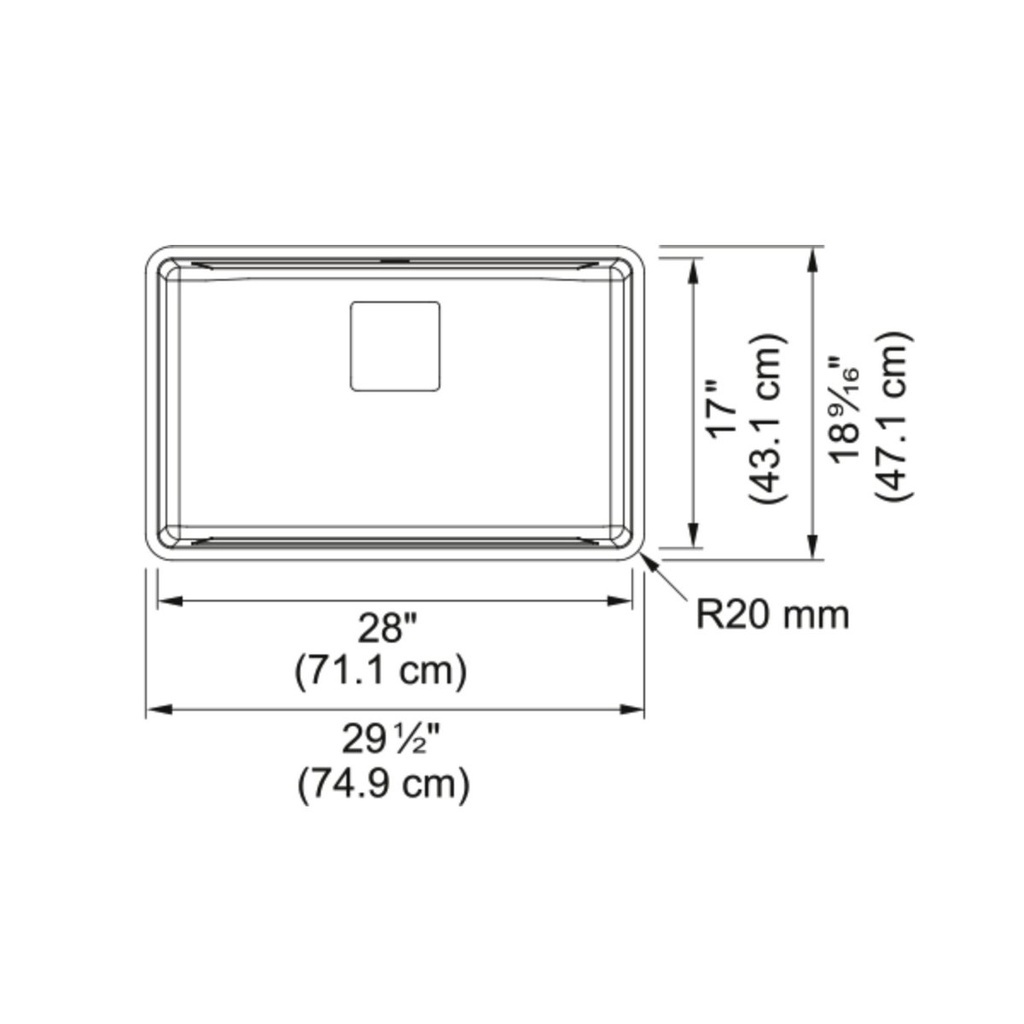 Franke PTX110-28-CA Pescara Sink 18 Ga 17X28 Single 20 Mm Corners