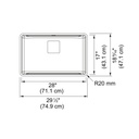 Franke PTX110-28-CA Pescara Sink 18 Ga 17X28 Single 20 Mm Corners