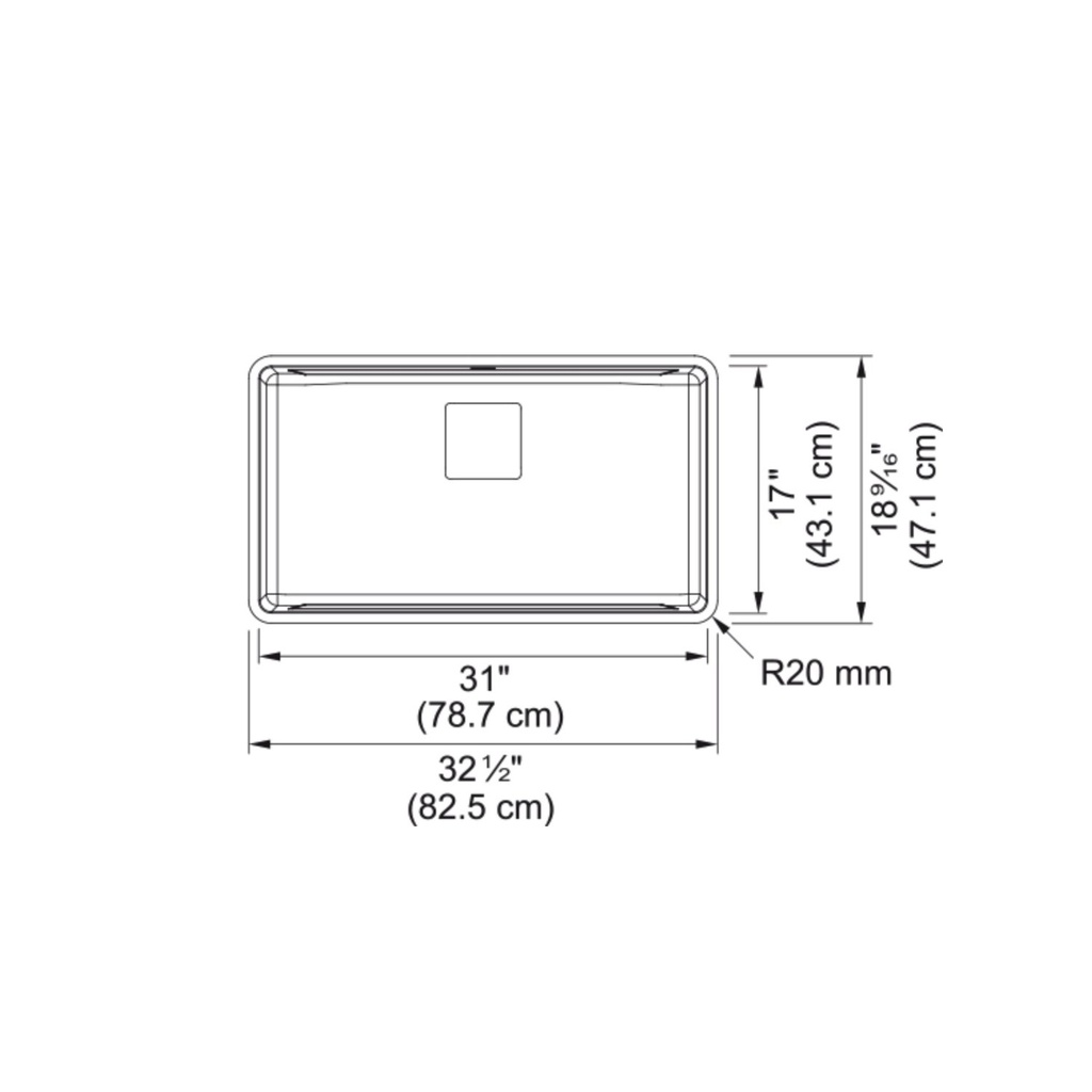 Franke PTX110-31-CA Pescara Sink 18 Ga 17X31 Single 20 Mm Corners