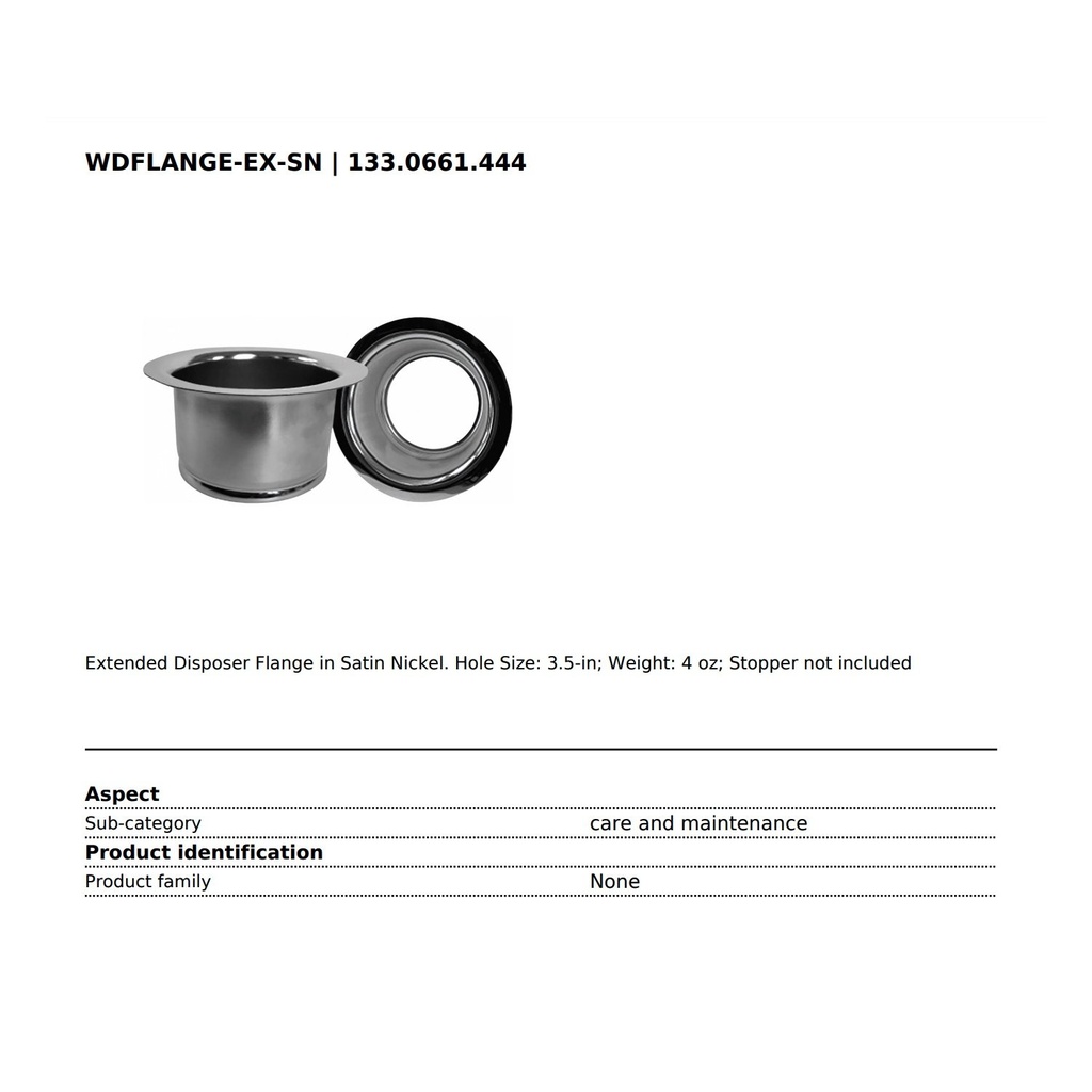 Franke WDFLANGE-EX-SN Waste Disposer Extension Flange Ss