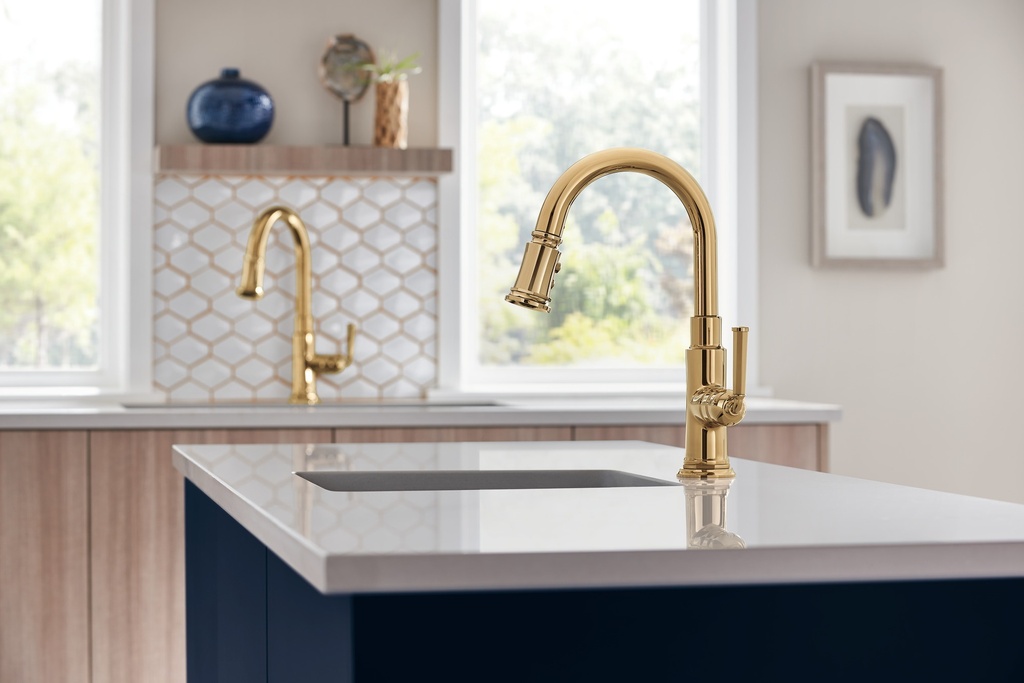 Brizo 63974LF Rook Single Handle Pull Down Prep Kitchen Faucet Polished Gold