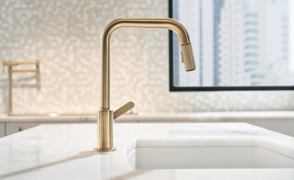 Brizo 63054LF Litze Pull Down Square Spout Faucet Luxe Gold Matte Black