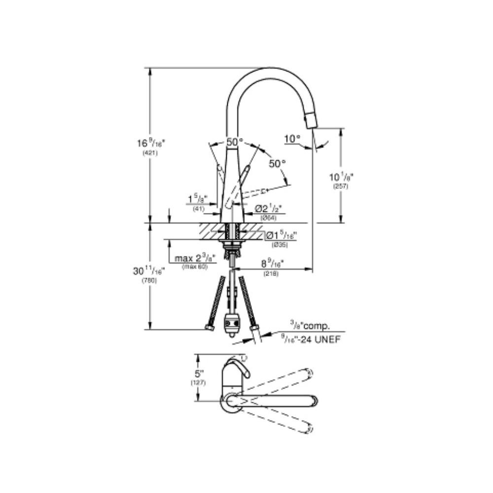 Grohe 32226003 Ladylux L2 Dual Spray Pull Down Kitchen Faucet Chrome 5