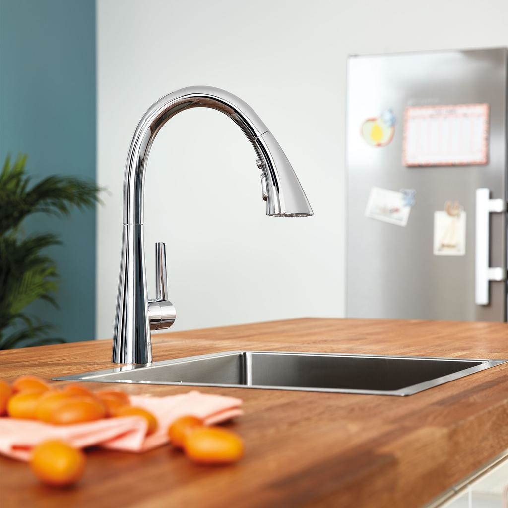 Grohe 30368002 Ladylux L2 Prep Sink Three Spray Pull Down Kitchen Faucet Chrome 3