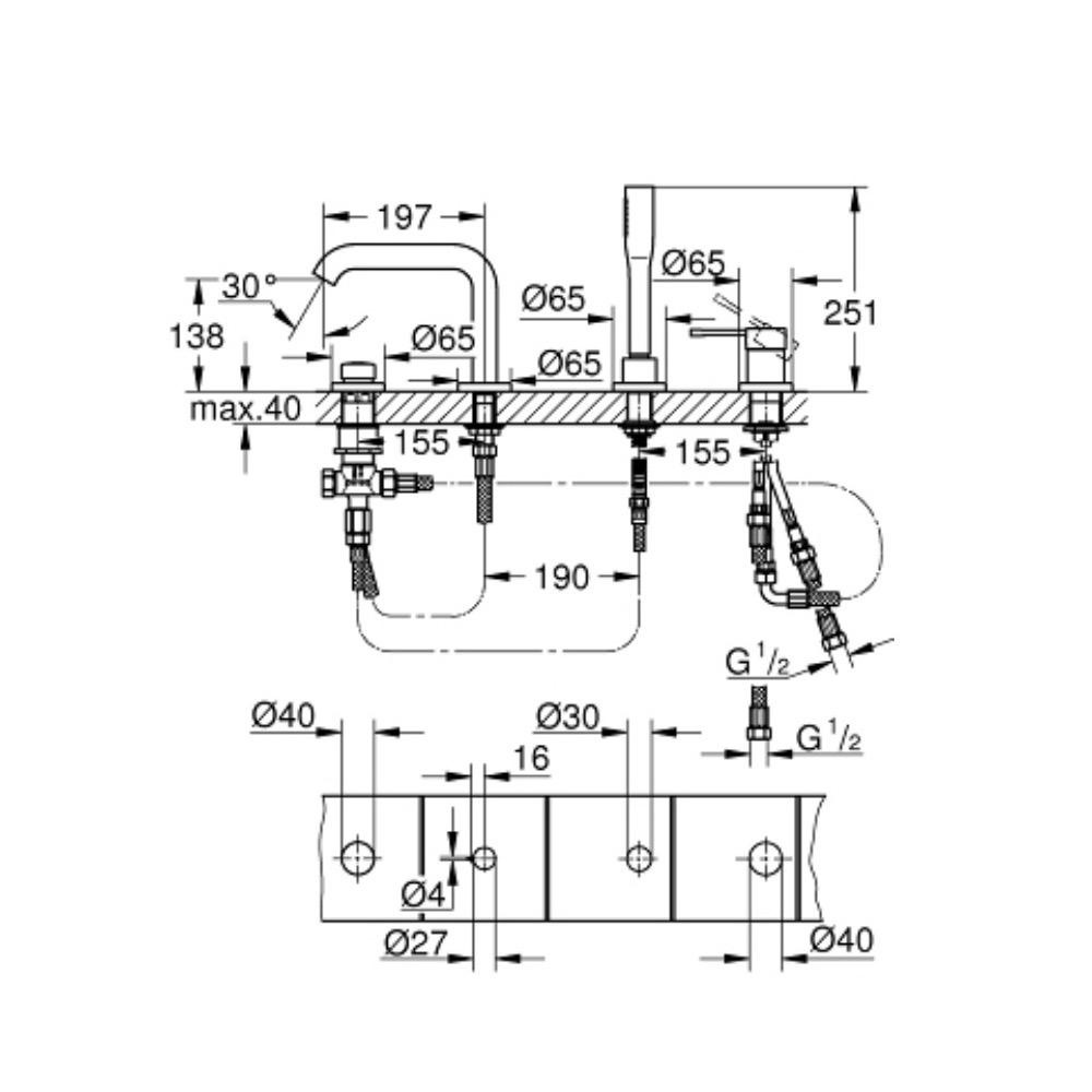 Grohe 19578ENA Essence New Roman Tub Faucet Brushed Nickel 4