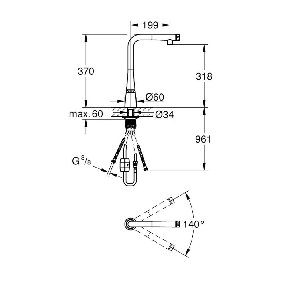Grohe 31559002 Ladylux L2 Smartcontrol Pull Out Dual Spray Kitchen Faucet Chrome 5
