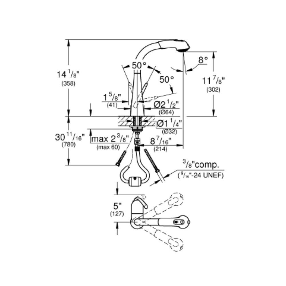 Grohe 33893DC2 Ladylux L2 Dual Spray Pull Out Kitchen Faucet SuperSteel 5