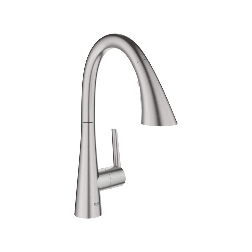 Grohe 30368DC2 Ladylux L2 Prep Sink Three Spray Pull Down Kitchen Faucet SuperSteel 1