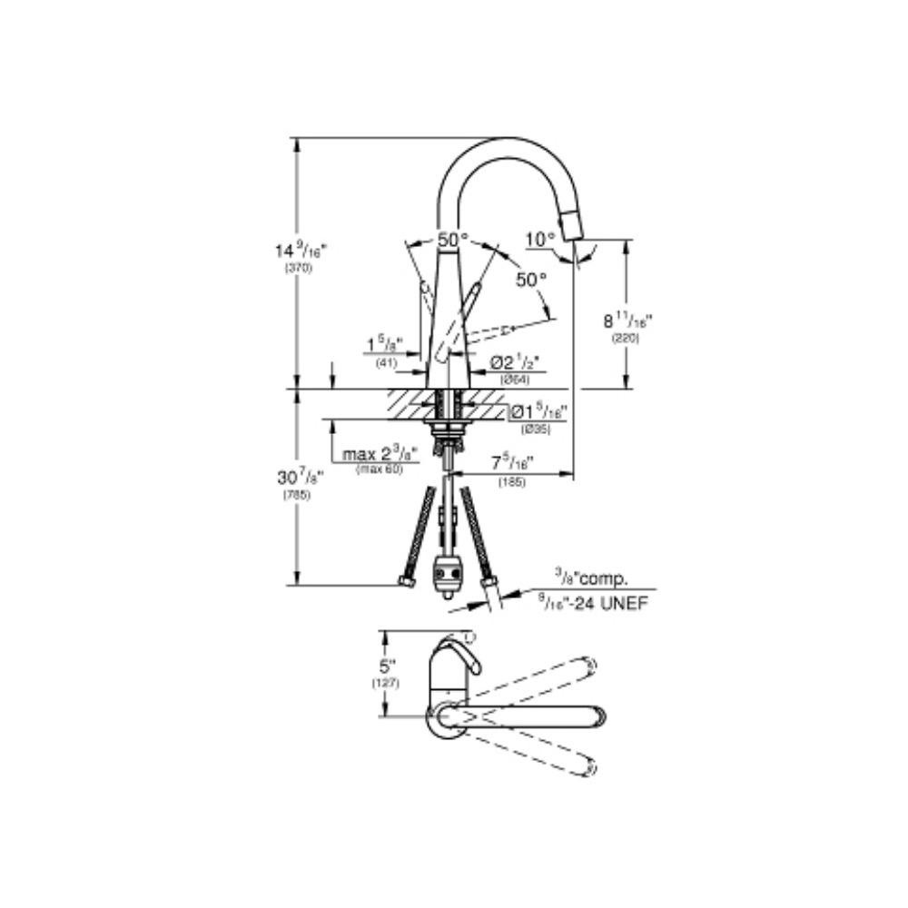 Grohe 32283003 Ladylux L2 Prep Sink Dual Spray Pull Down Faucet Chrome 5