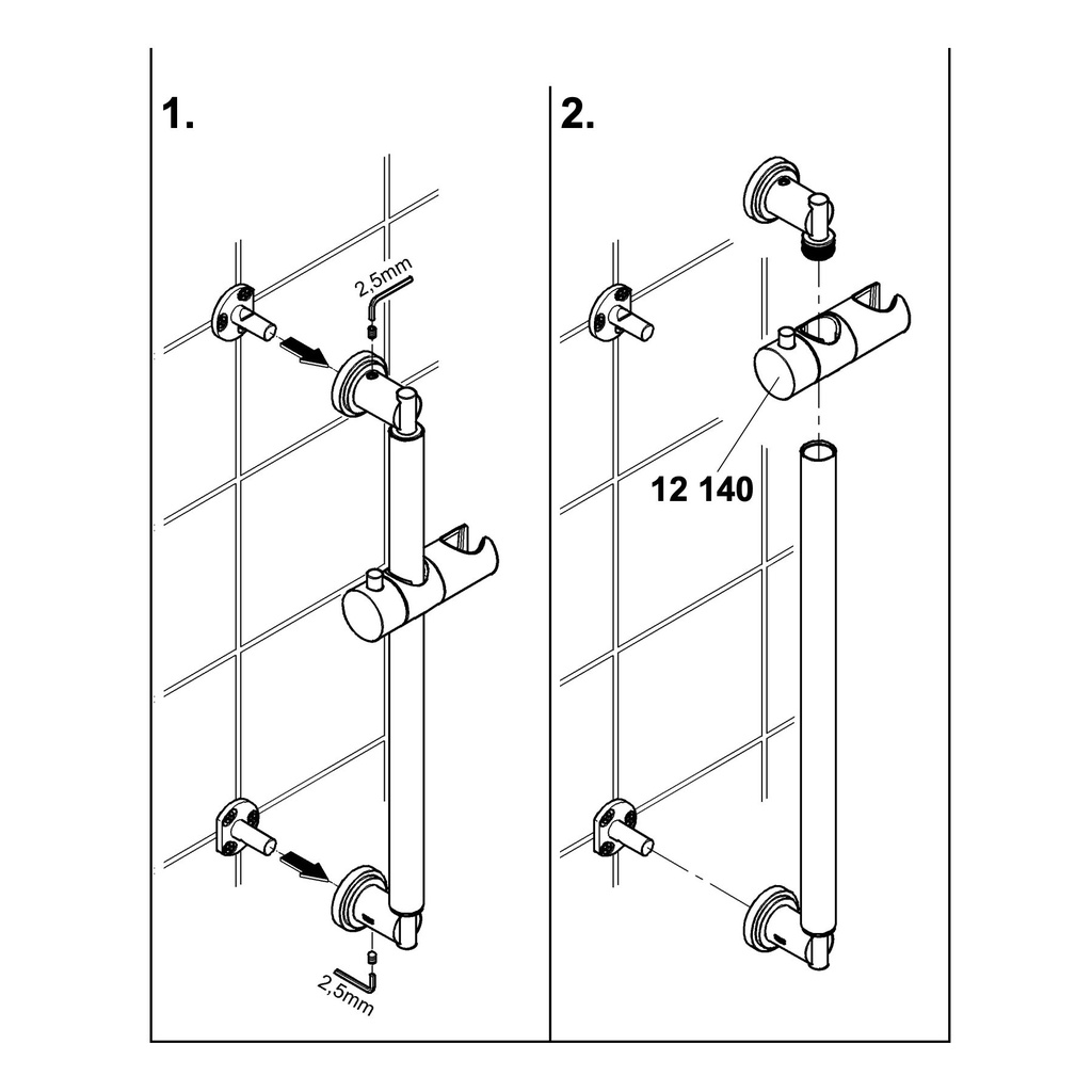 Grohe 12140000 Holder For Sliding Rail Chrome 1