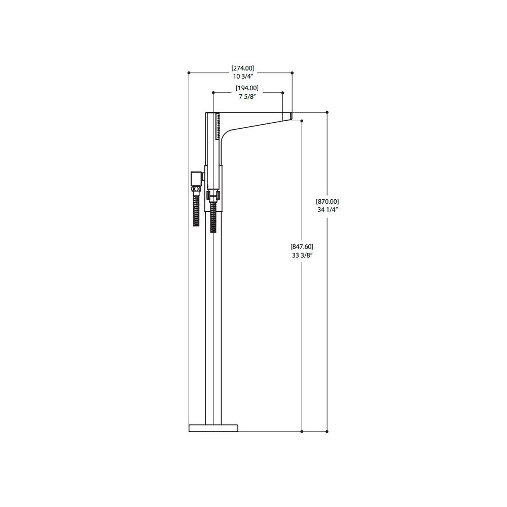 ALT 20787 Riga Floormount Tub Filler With Handshower Chrome 2