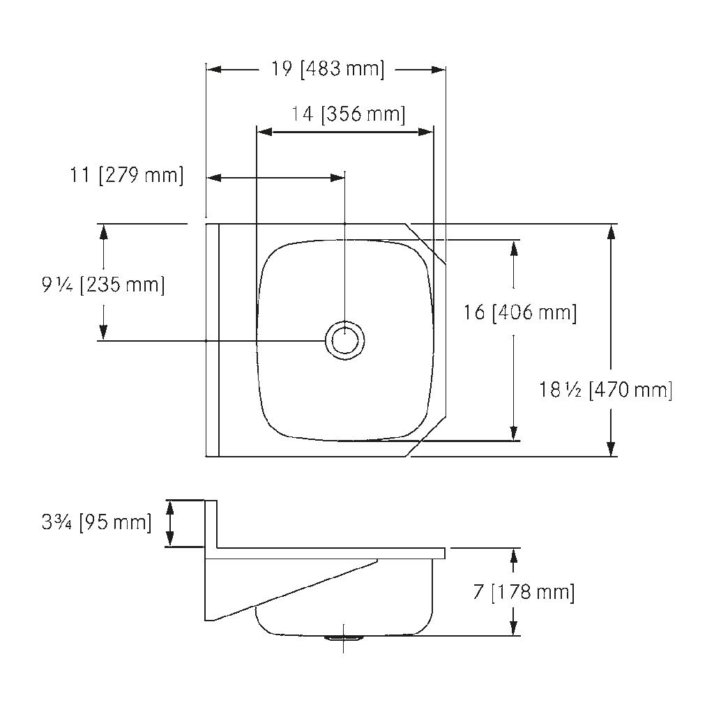 Franke WHB1819-7-3 Wall Hung Wash Basin 18Ga 3 Hole
