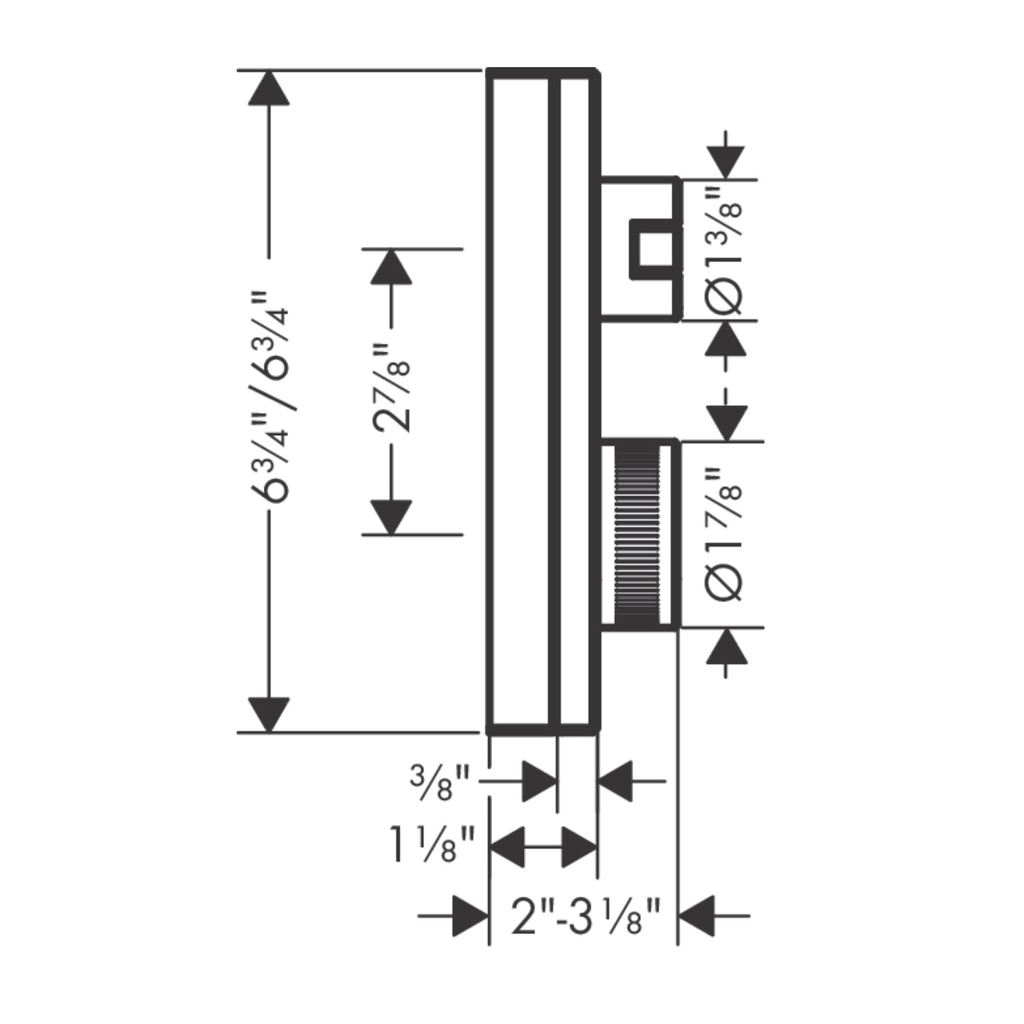 Hansgrohe 46761001 Thermostatic Trim With Vol Control And Diverter, Diamond Cut