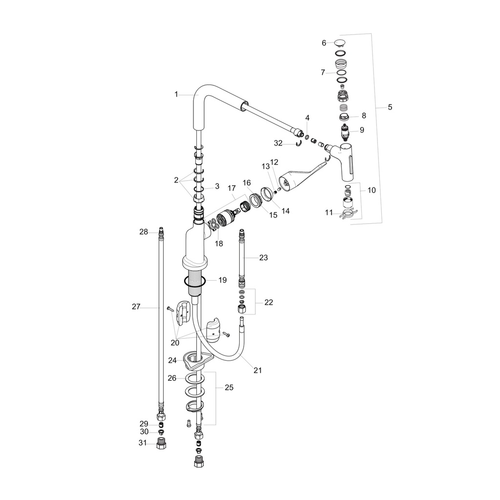 Hansgrohe 39863001 Citterio Select 2-Spray Kitchen Faucet, Pull-Out