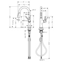 Hansgrohe 04853250 Prep Kitchen Faucet 2 Spray Pull Down 1.75 Gpm