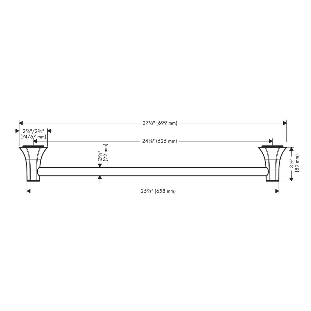 Hansgrohe 04835000 Locarno 24" Towel Bar Chrome