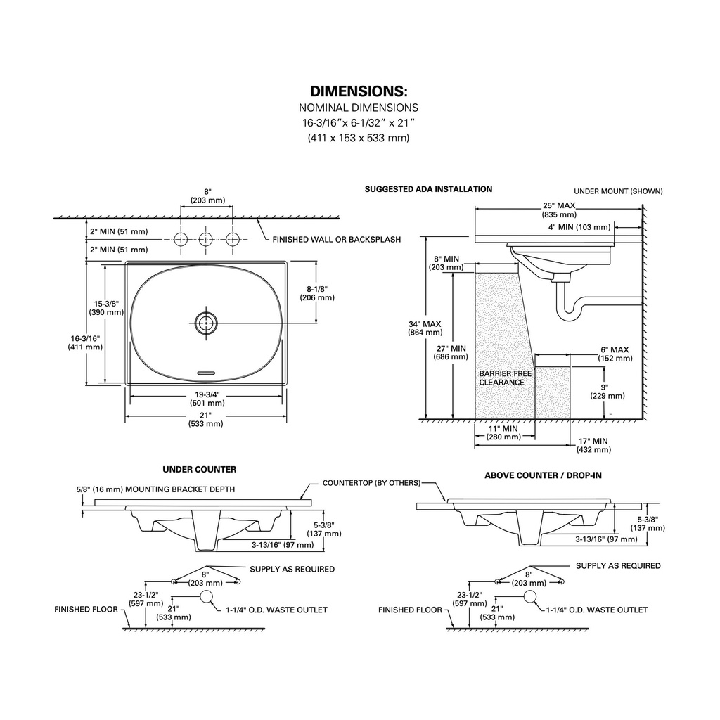 Grohe 39660000 Eurocube Under Counter Sink