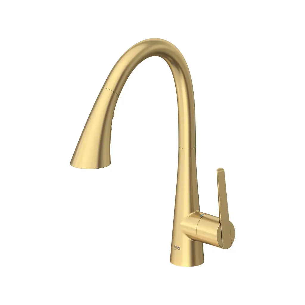 Grohe 32298GN3 Zedra Sngl Hdl Kitchen C-Spout High Brushed Cool Sunrise