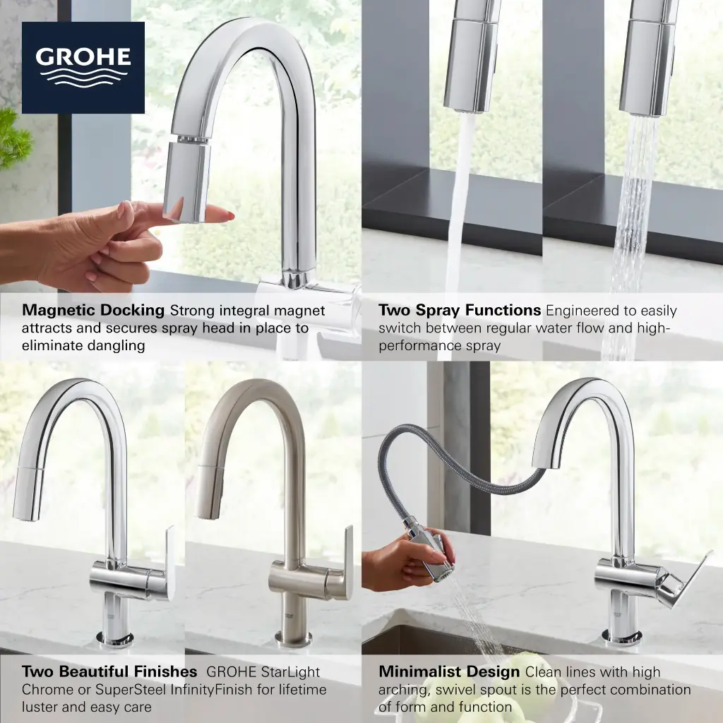 Grohe 30377000 Defined Dual Spray Pull-Down Kitchen Faucet