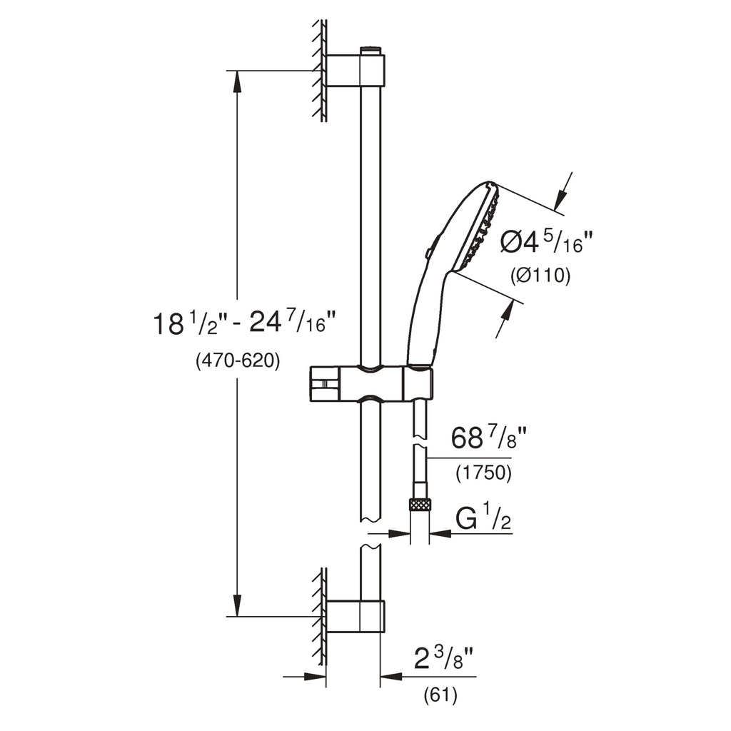 Grohe 260772432 Tempesta 110 Ii Shower Rail Set 600 5,7L