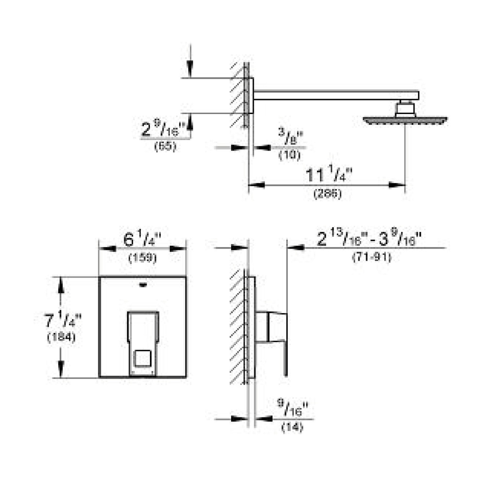 Grohe 23148000 Eurocube Pbv Set Conc. Shower Us Chrome