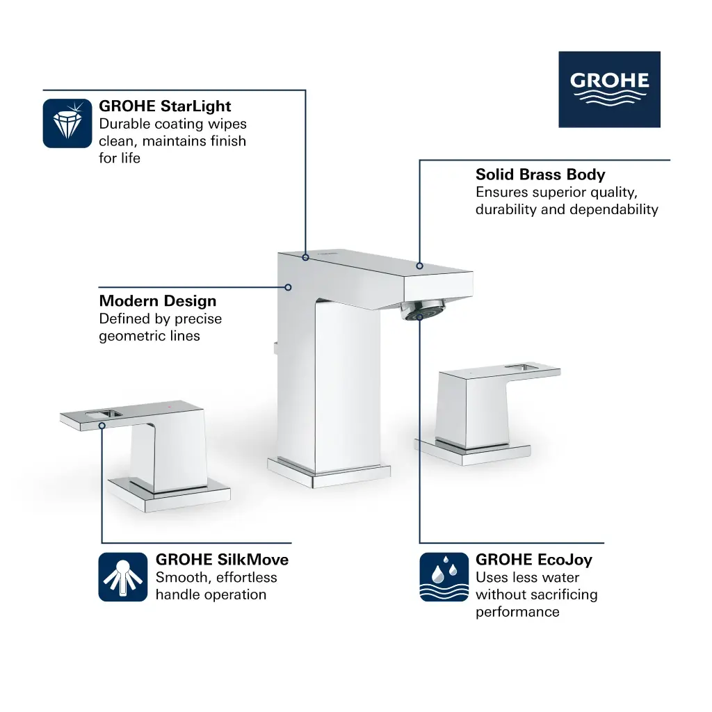 Grohe 20370ENA 8" Widespread 2-Handle S-Size Bathroom Faucet 4.5 L/Min (1.2 Gpm) Brushed Nickel
