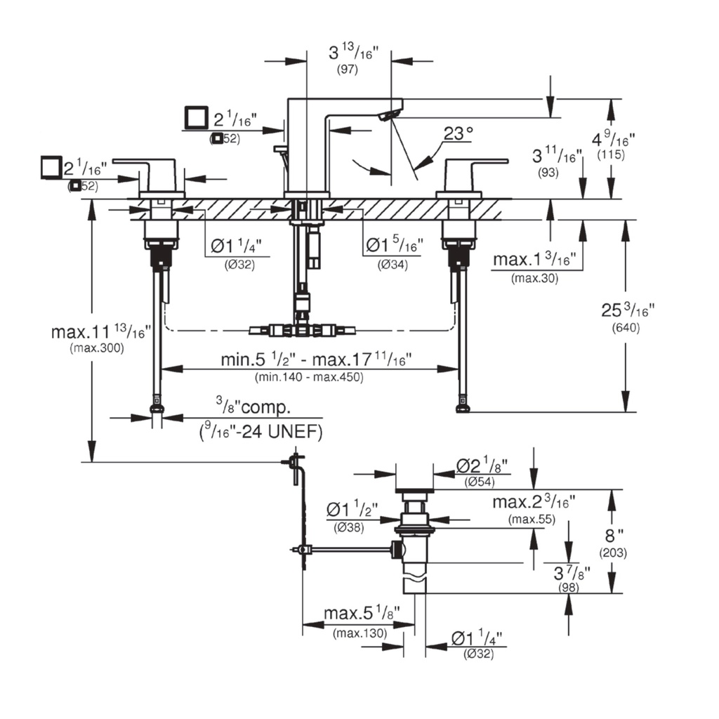 Grohe 20370ENA 8" Widespread 2-Handle S-Size Bathroom Faucet 4.5 L/Min (1.2 Gpm) Brushed Nickel