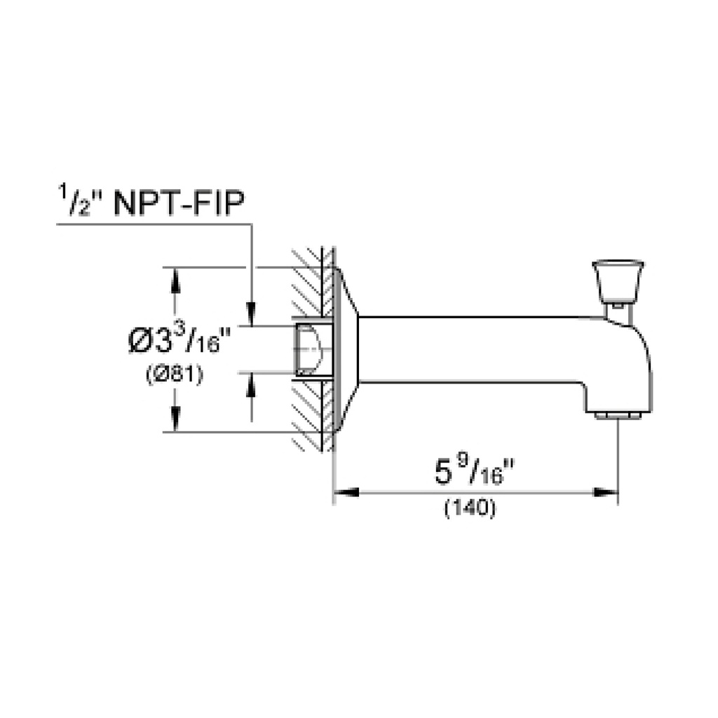 Grohe 13346000 Agira Bath Spout &Diverter Wall-M. Us Chrome