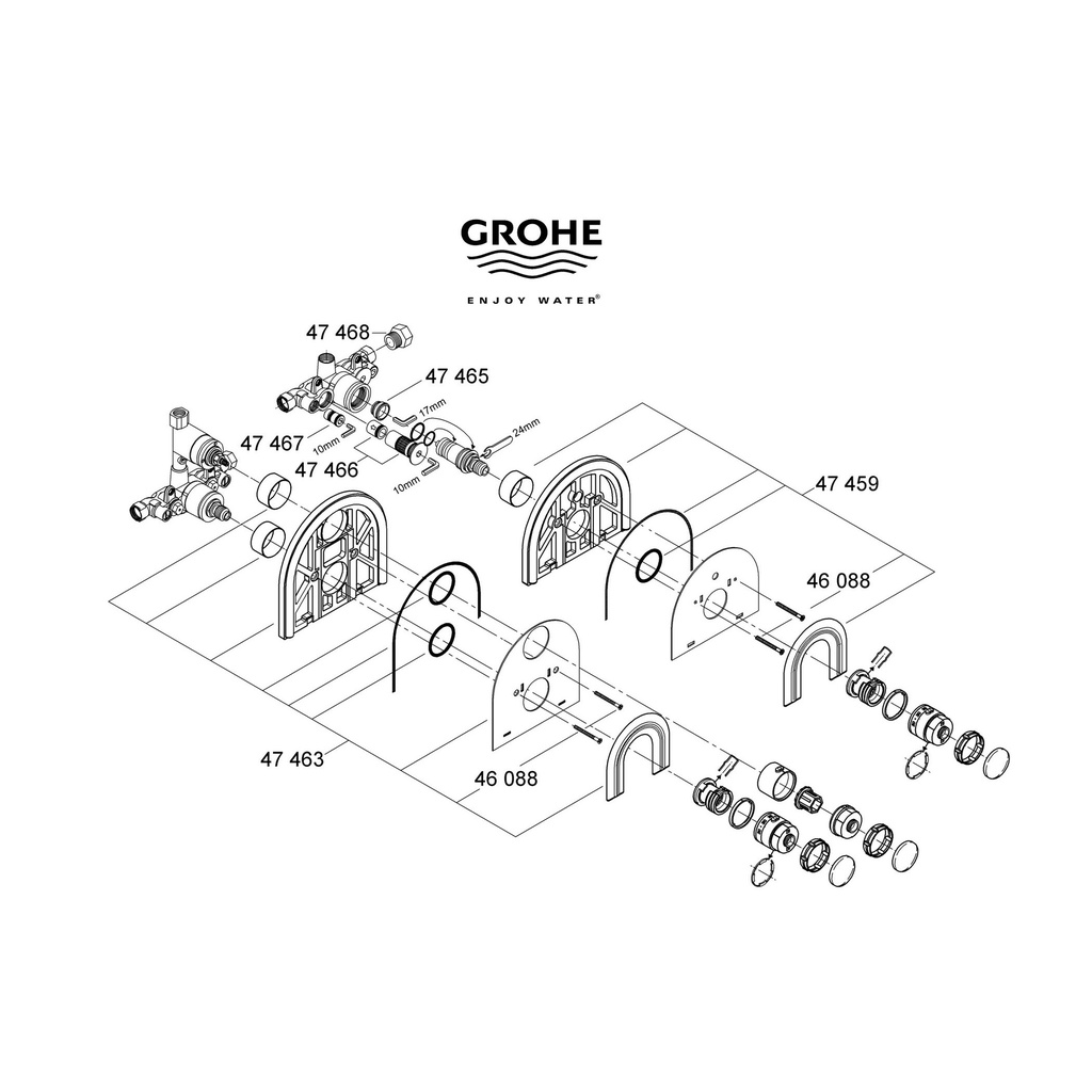 Grohe 47459Ip0 Escutcheon Chrome/Matte Chrome