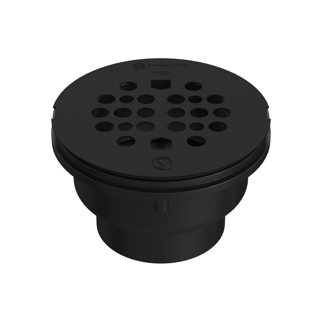 Mirolin GR-FD2-BL 4.3 In. Round Drain Grate Matte Black