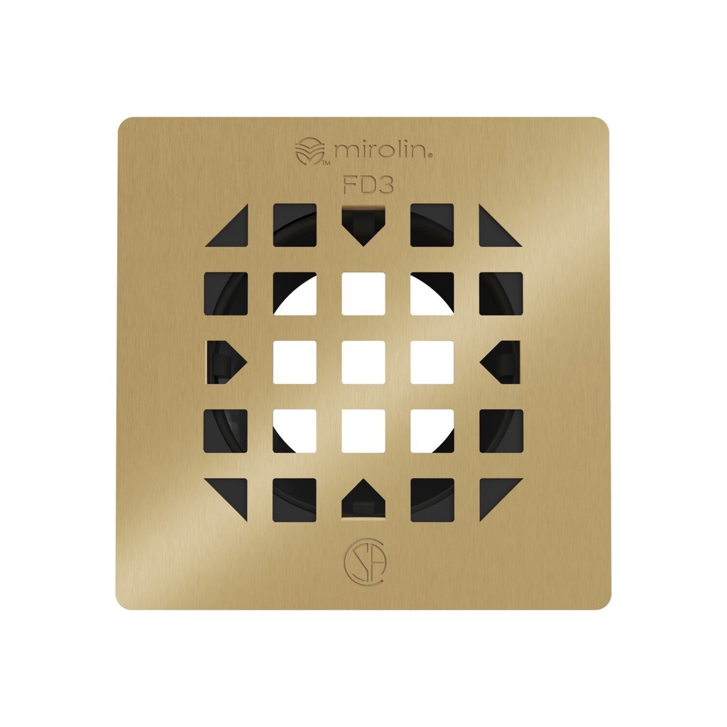 Mirolin GR-FD3-CZ 4.25 In. Square Drain Grate Gold
