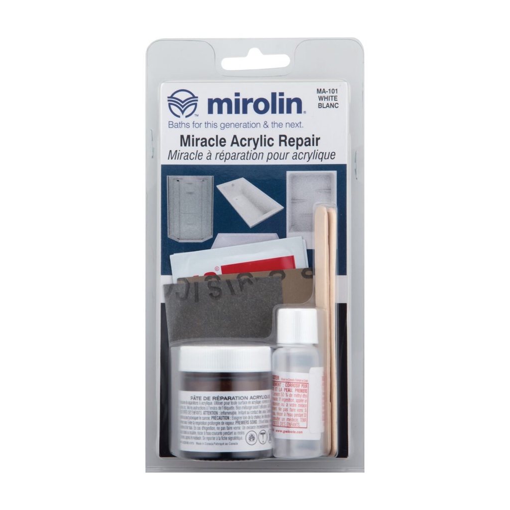 Mirolin MAR1 White Miracle Acrylic Repair Kit