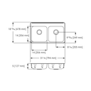 Franke ALBD4405P-1-3 Double With Ledge 18 Gauge