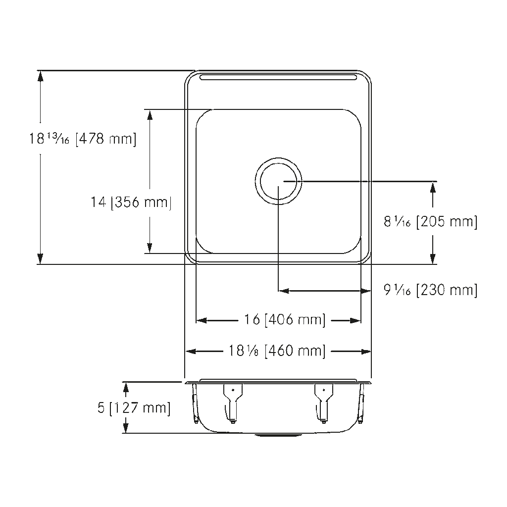 Franke ALBS4605P-1-1 Single With Ledge 18 Gauge