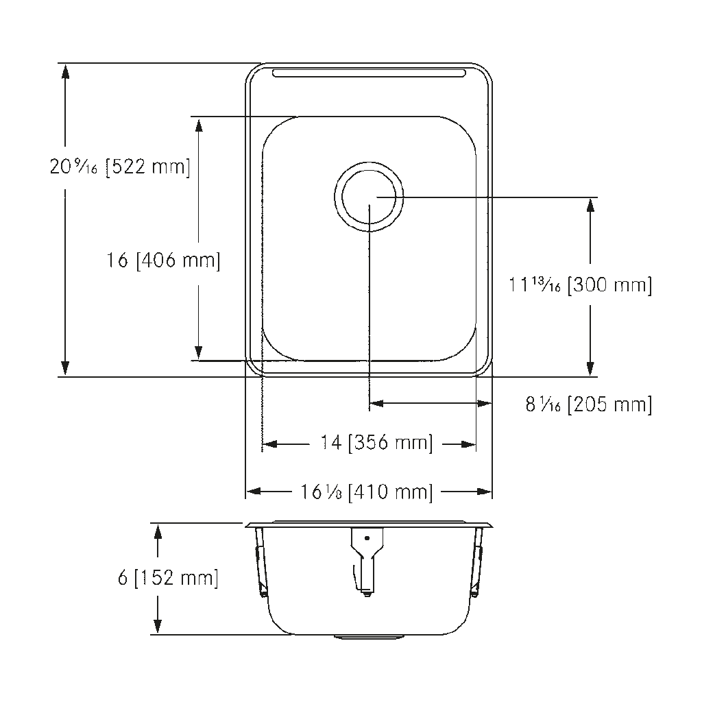 Franke ALBS6406P-1-1 Single With Ledge 18 Gauge