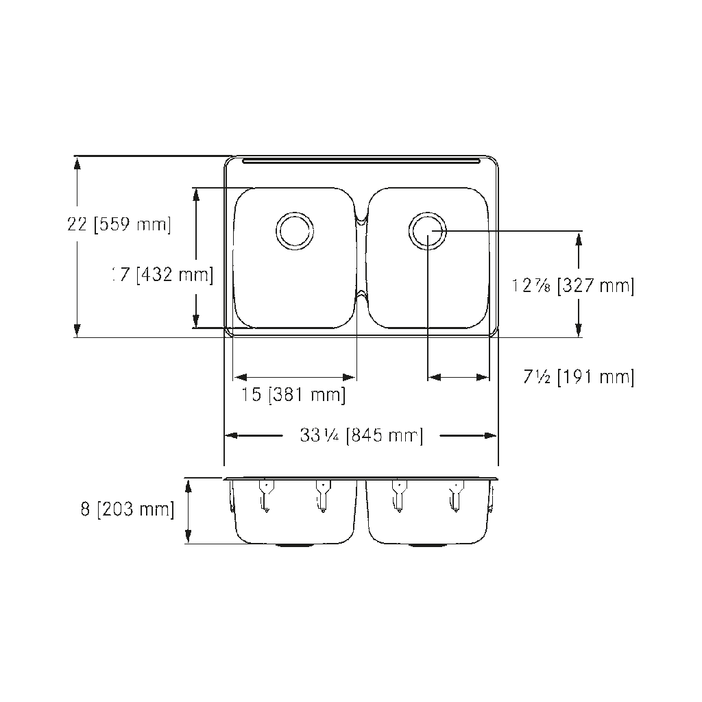Franke LBD7508P-1-3 Double With Ledge 18 Gauge