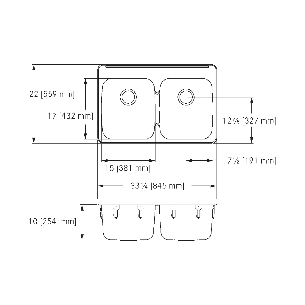 Franke LBD7510P-1 Double With Ledge 18 Gauge