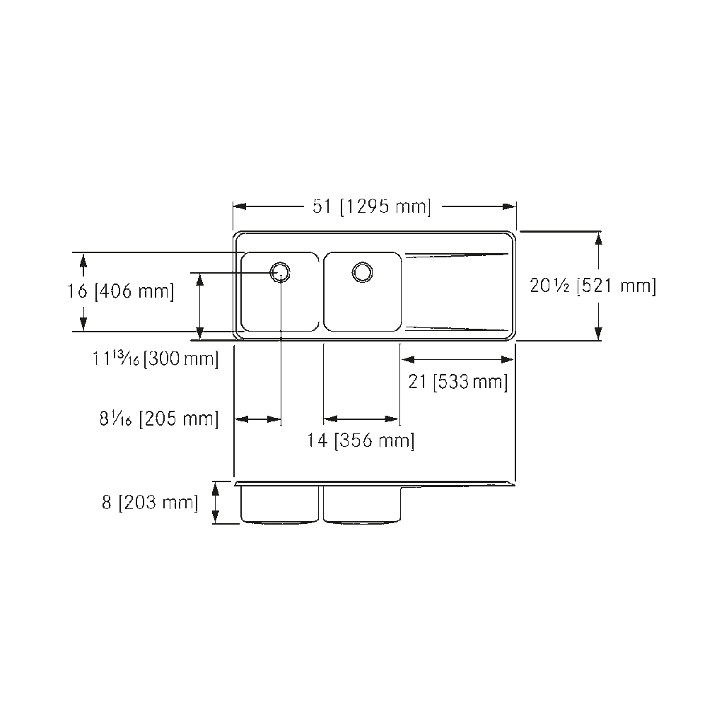 Franke LBDDBR6408P-1 18 Gauge Drainboard Sink Double