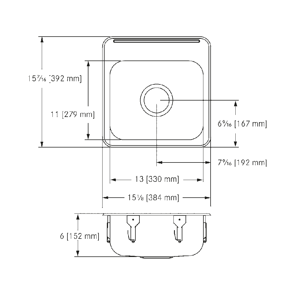 Franke LBS1306-1-3 Single With Ledge 20 Gauge