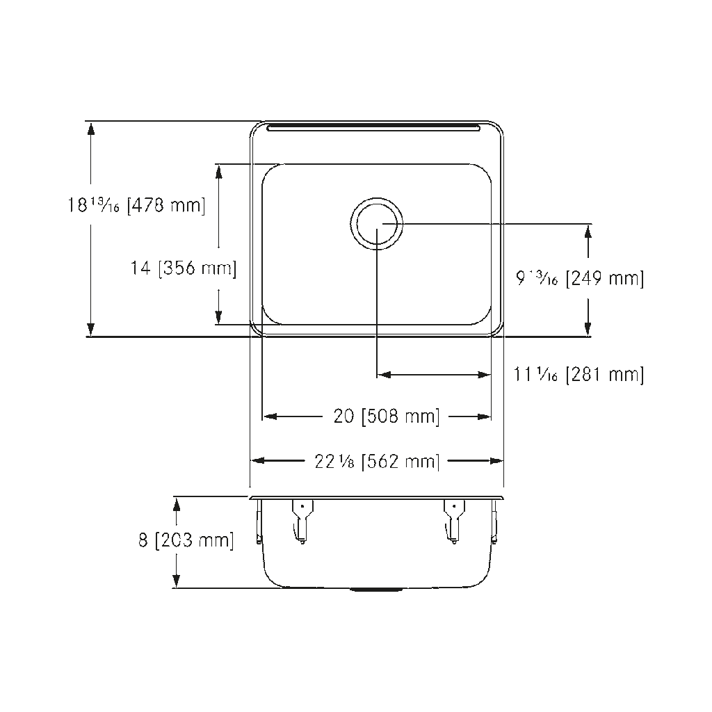 Franke LBS4008P-1-1 Single With Ledge 18 Gauge