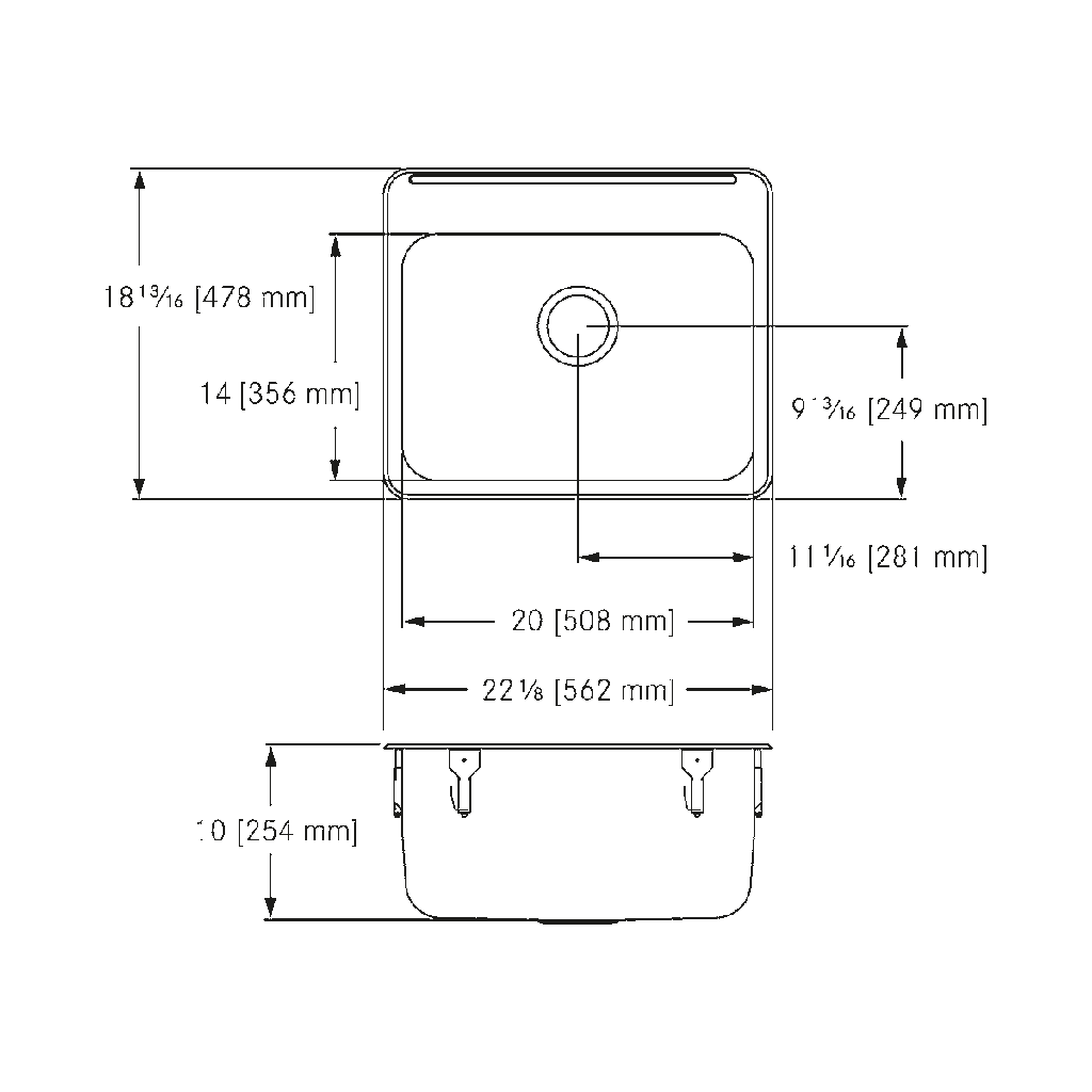 Franke LBS4010P-1-1 Single With Ledge 18 Gauge