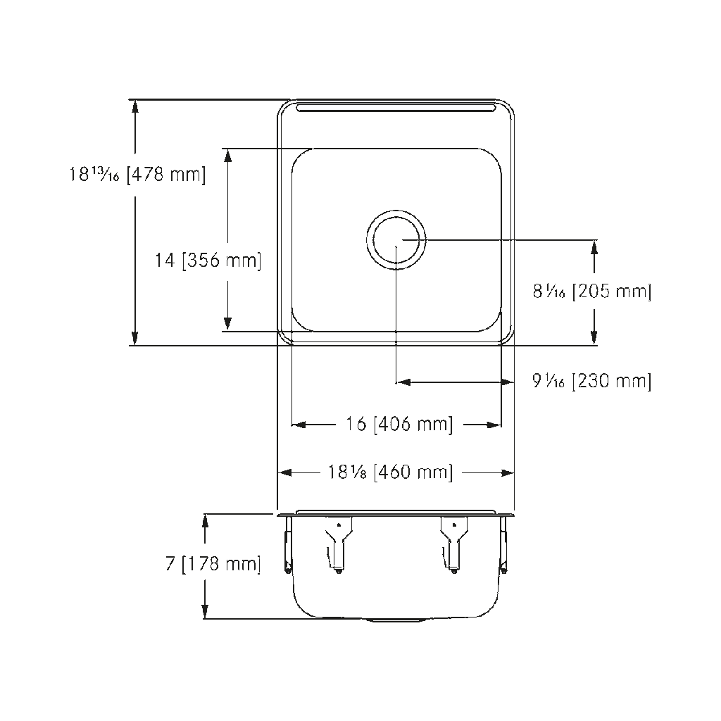 Franke LBS4607-316P-1-3 Single Topmount Sink With Ledge 18Ga T316 3 Holes