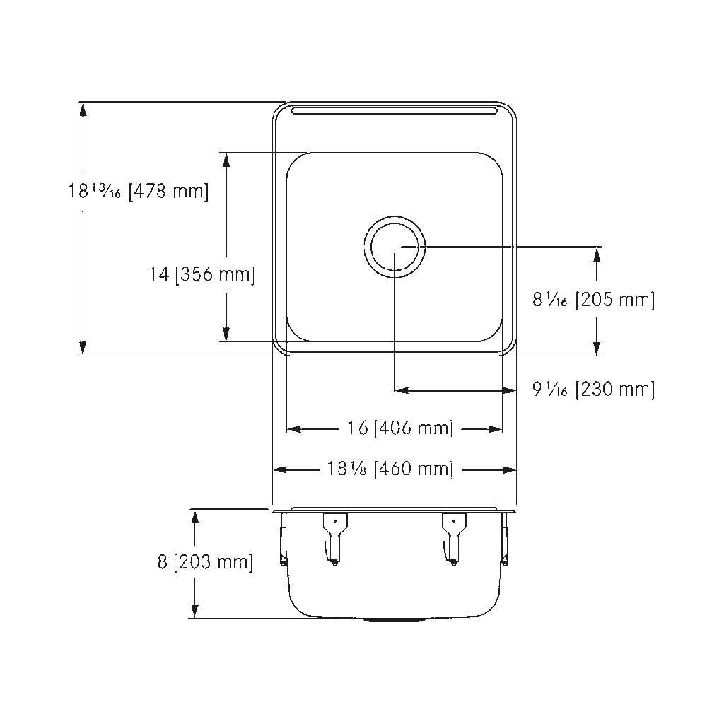 Franke LBS4608P-1-1 Single With Ledge 18 Gauge